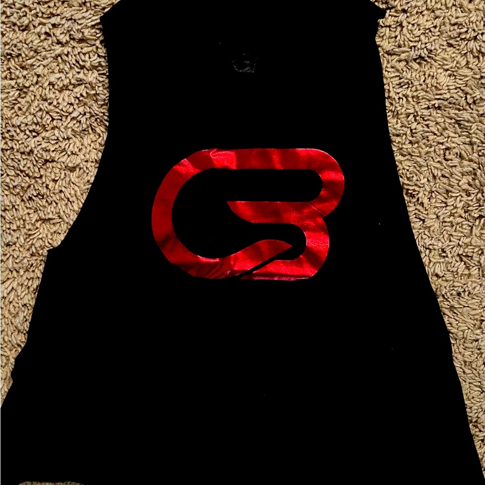 Black CYCLEBAR Racerback Tank Top with Red Foil Logo